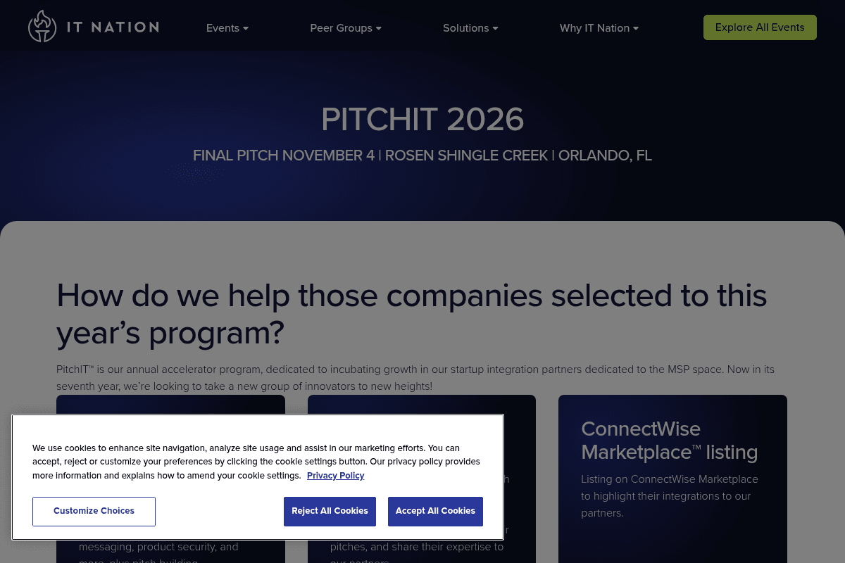 2026 ConnectWise PitchIT™ Accelerator Program
