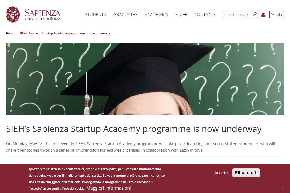 SIEH’s Sapienza Startup Academy Programme 2026