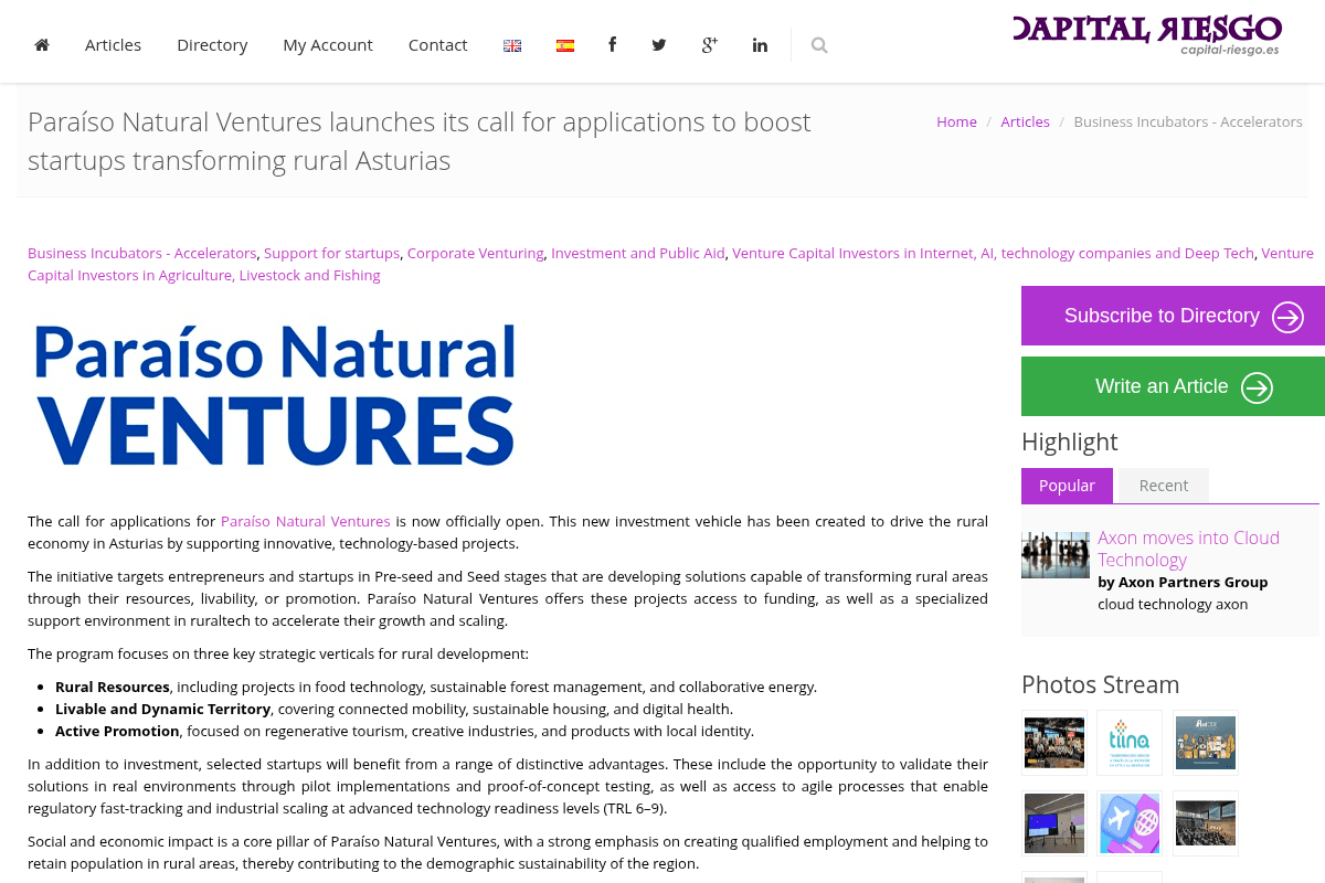 Paraíso Natural Ventures Call for Applications 2026