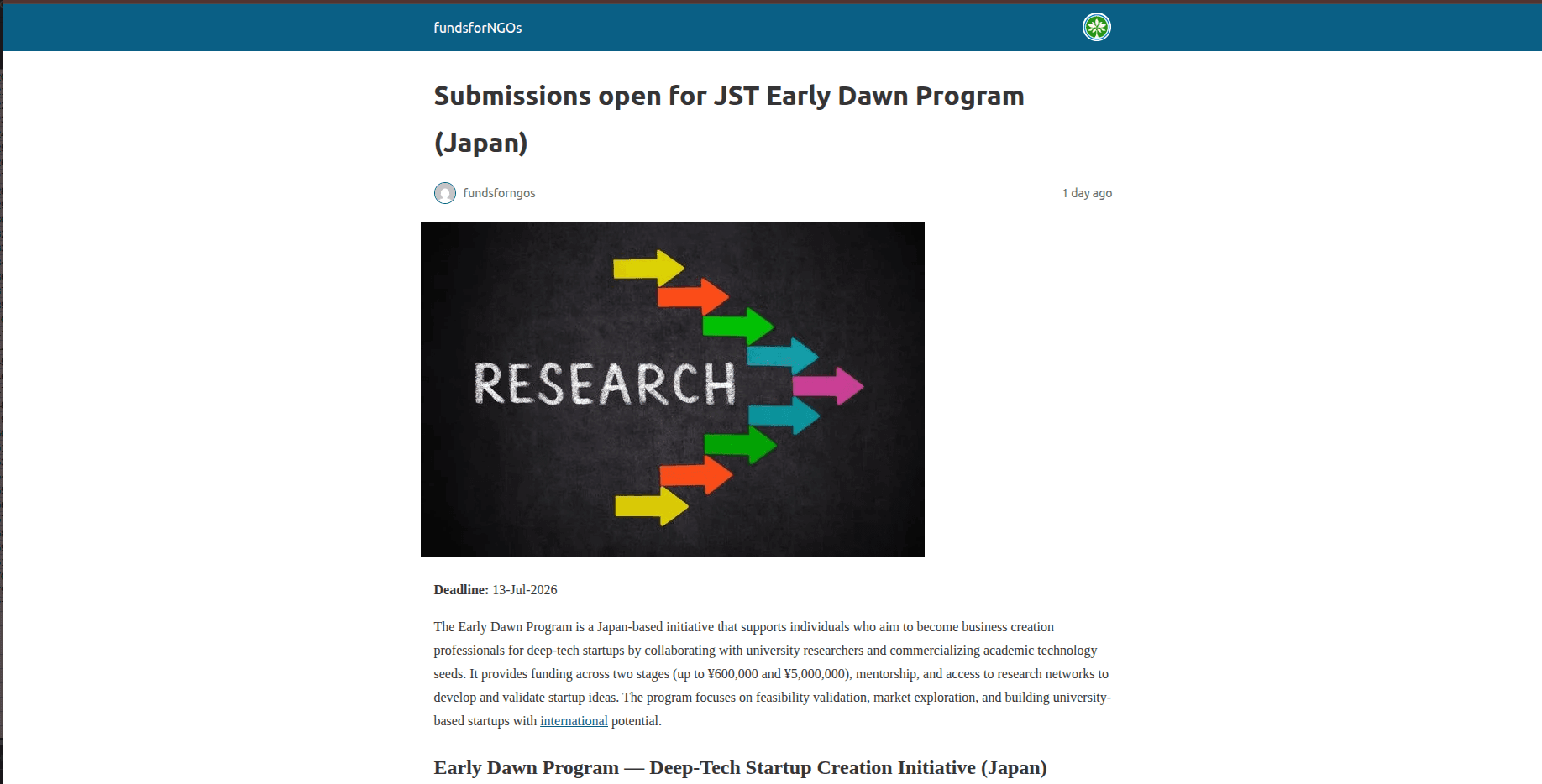 JST Early Dawn Program 2026
