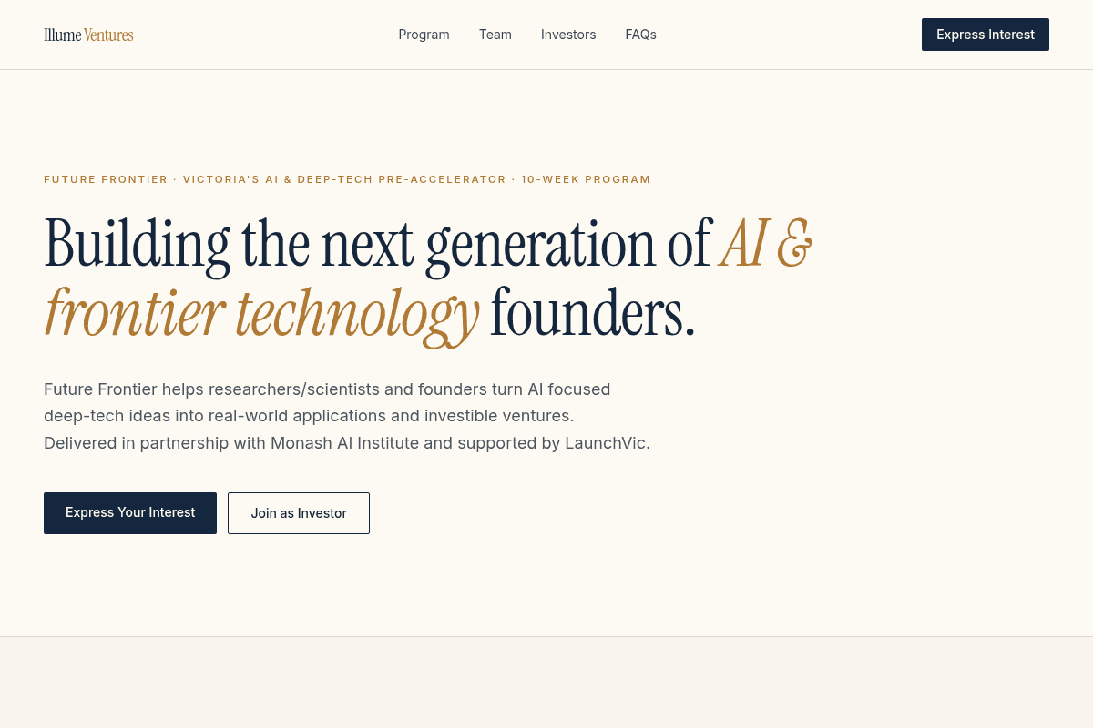 Future Frontier AI & Deep-tech Pre-Accelerator Program 2026