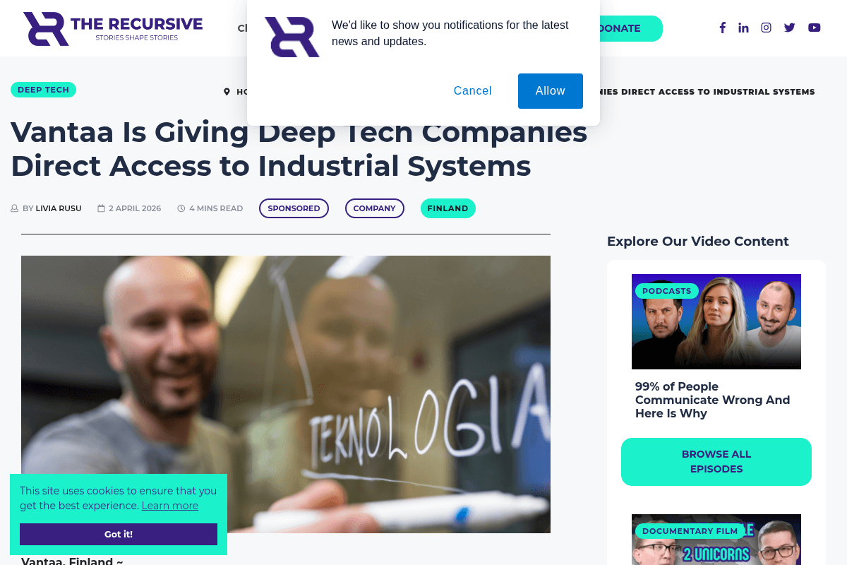 VivaTech Vantaa High Tech Cluster Startup Challenge 2026