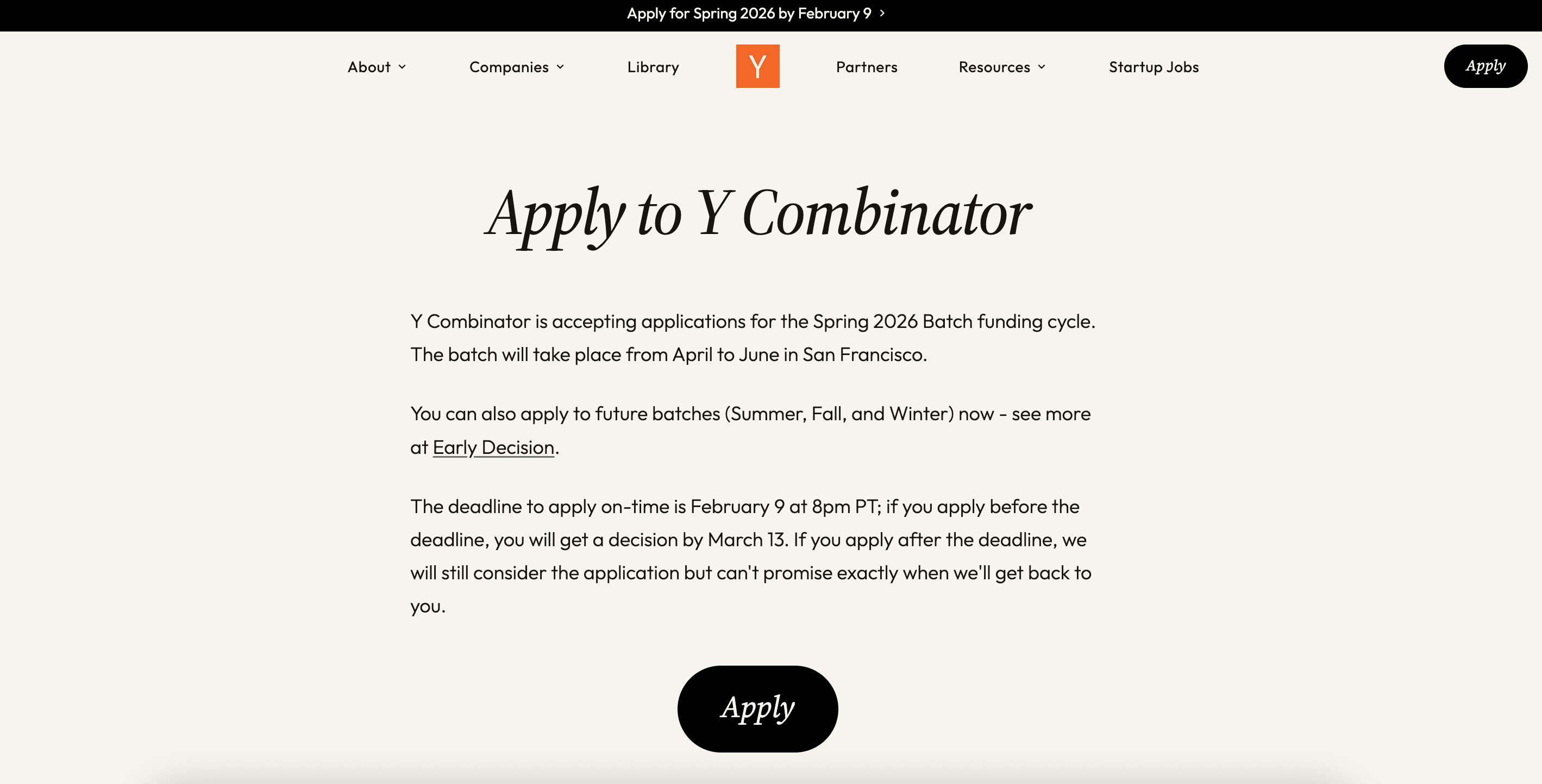 Y Combinator Startup Program
