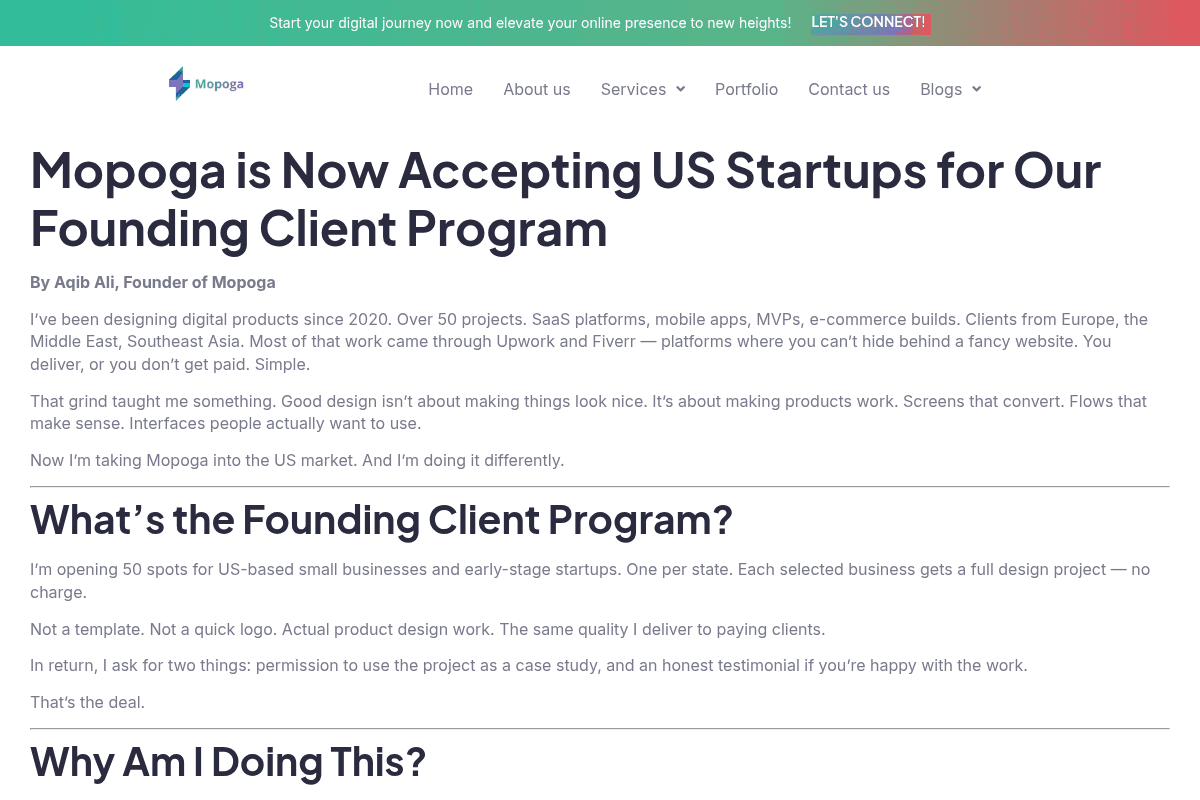 Founding Client Program for US Small Businesses and Startups