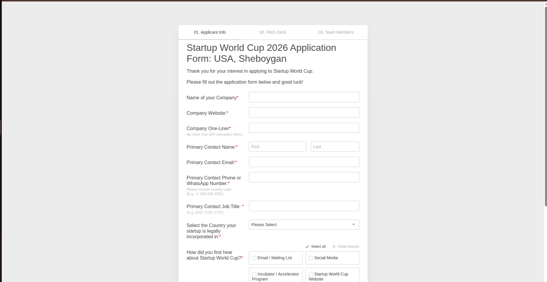 2026 Startup World Cup Regional Pitch Competition