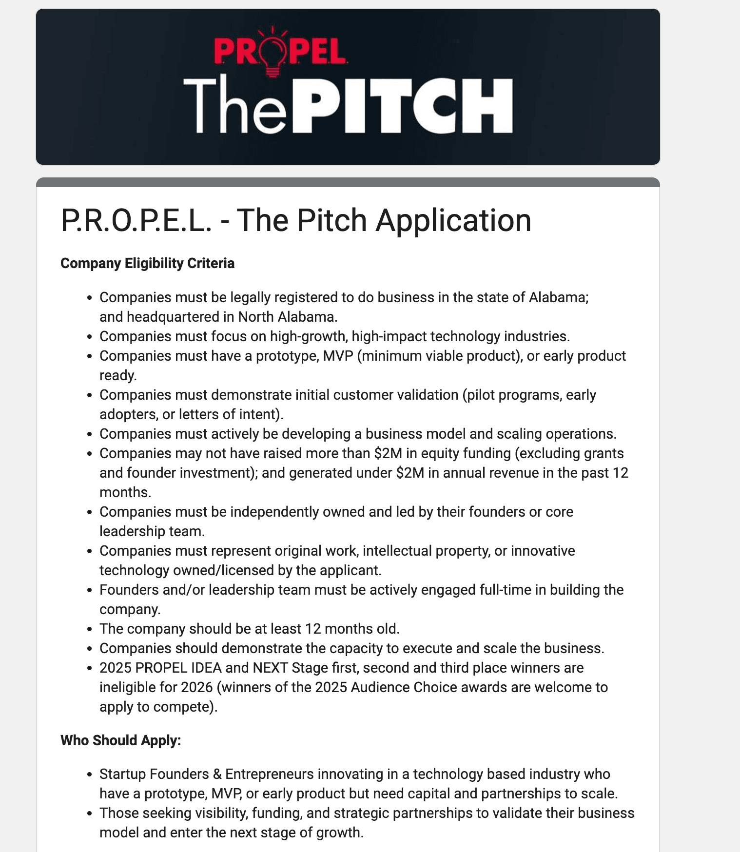 P.R.O.P.E.L. - The Pitch Application