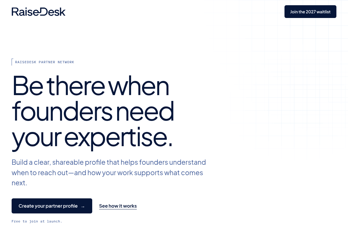 RaiseDesk Partner Network for Founder Service Providers