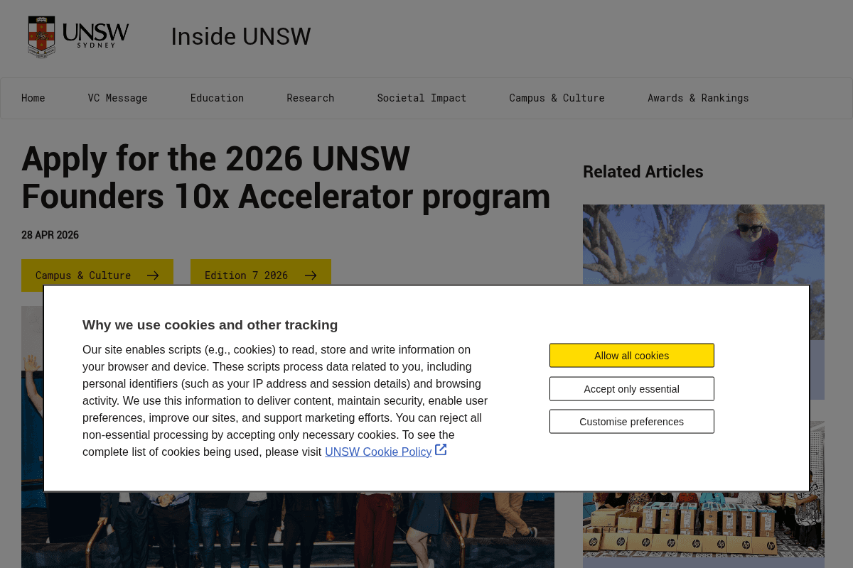 2026 UNSW Founders 10x Accelerator Program