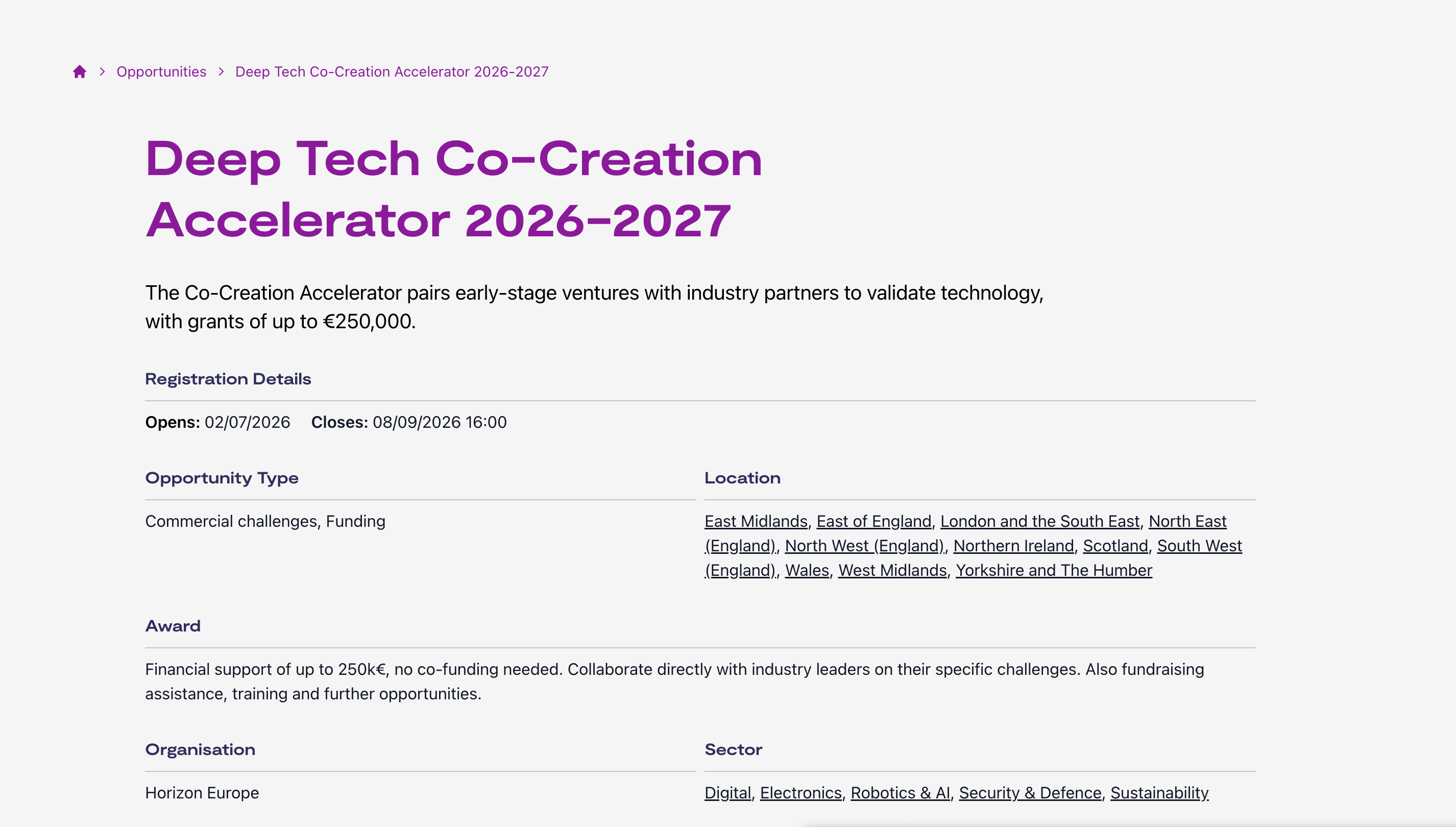 Deep Tech Co-Creation Accelerator 2026-2027