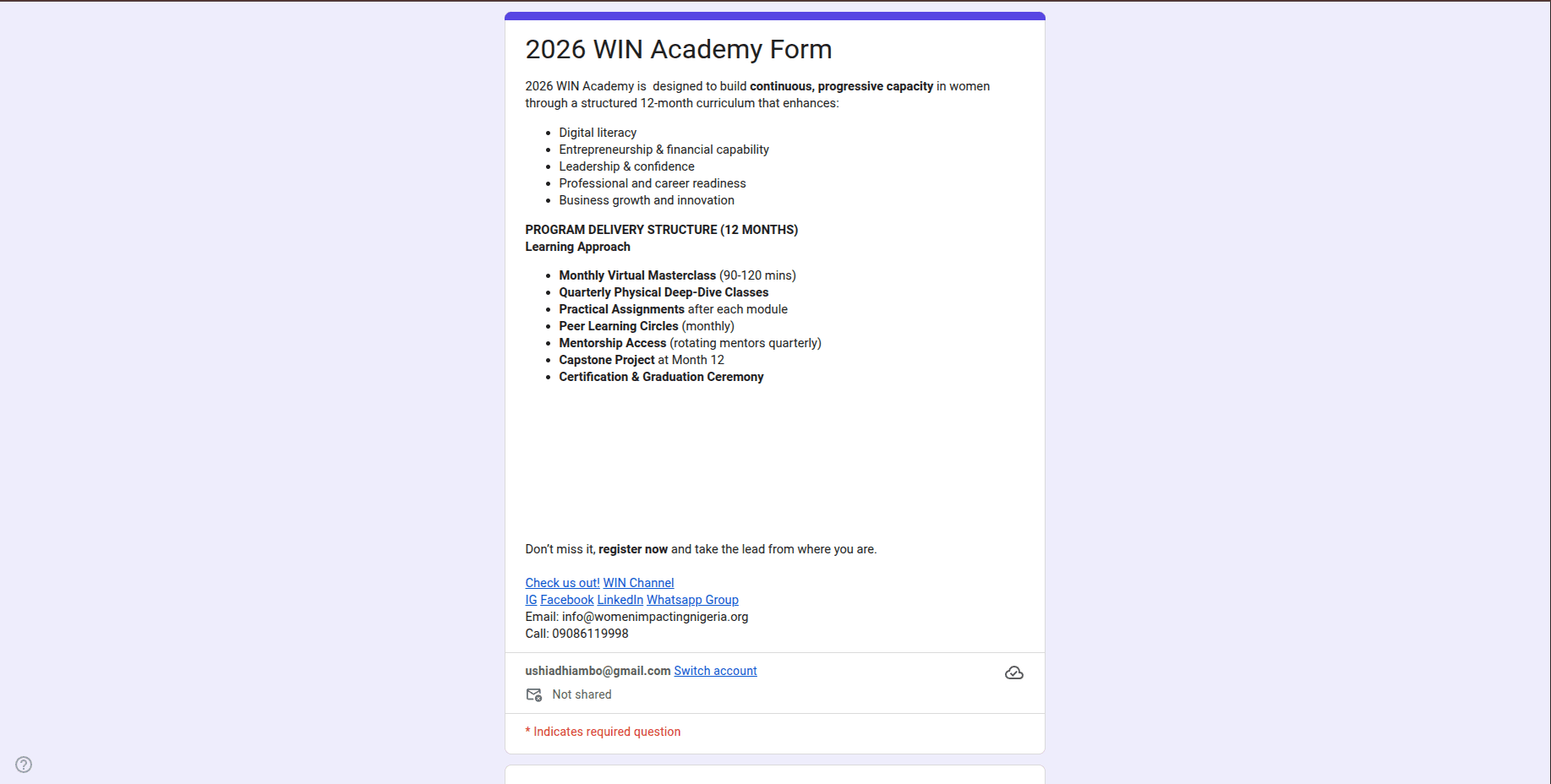WIN Academy 2026 Entrepreneurship Program for Women