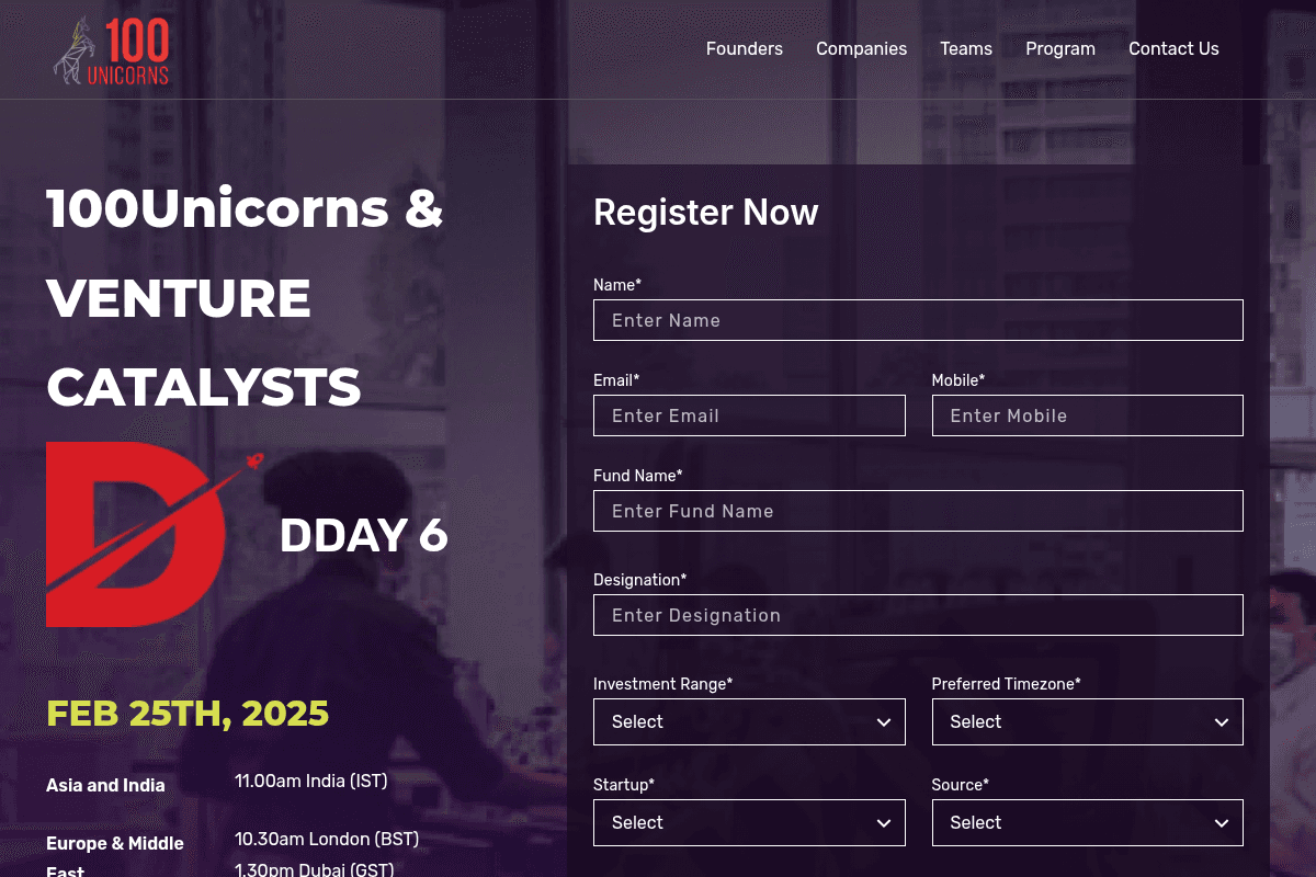 100 Unicorns Accelerator VC Program 2026