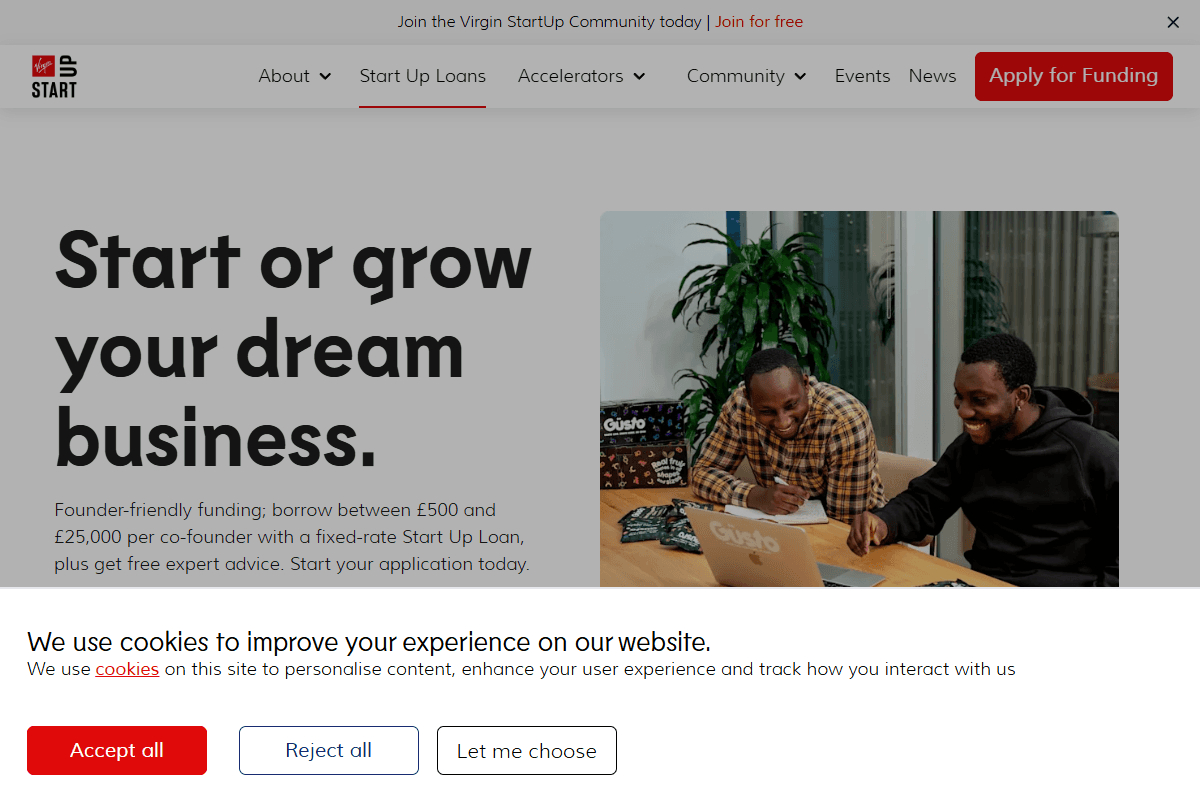 Virgin StartUp 2026-2027 Start Up Loan Funding