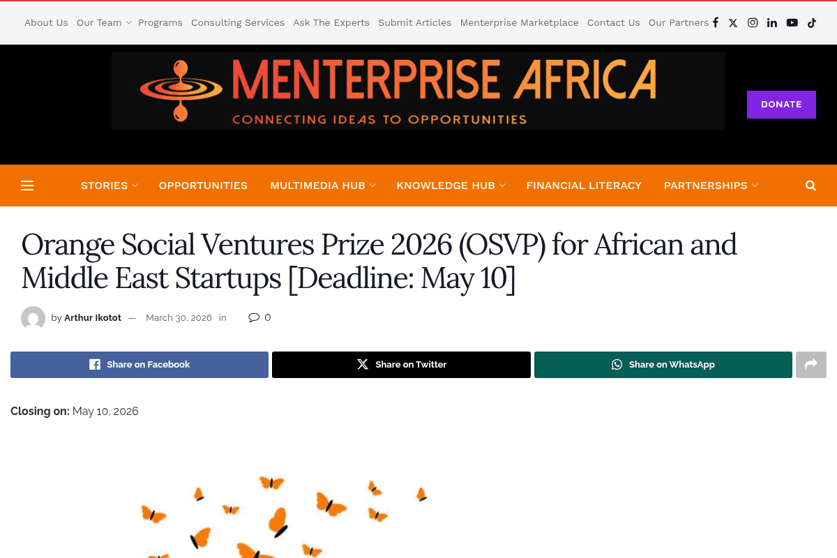 Orange Social Ventures Prize 2026 (OSVP)