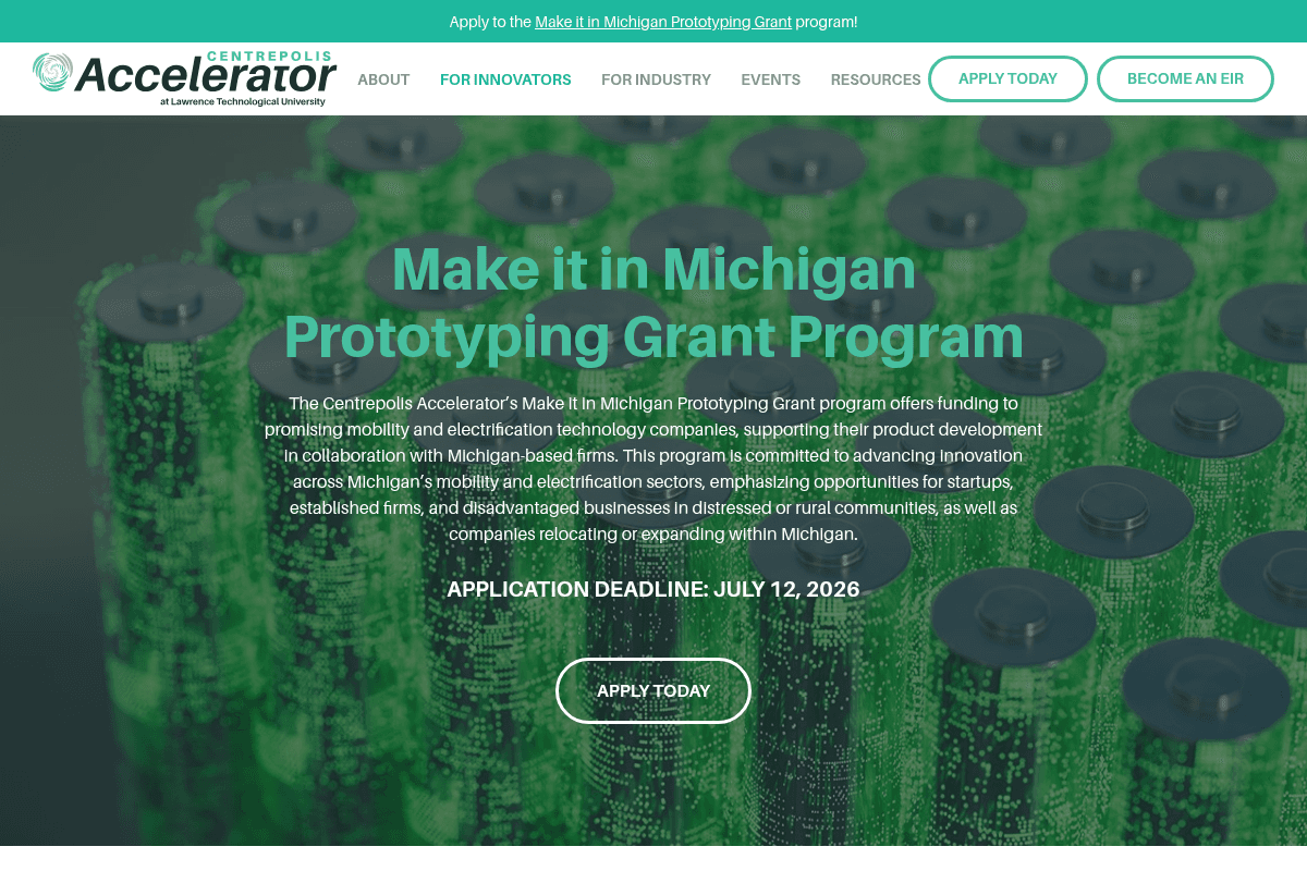 Make it in Michigan Mobility Prototyping Grant 2026