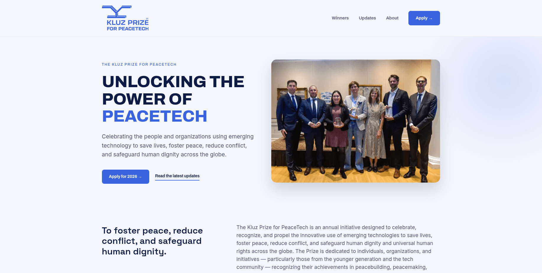 Kluz Prize for PeaceTech 2026