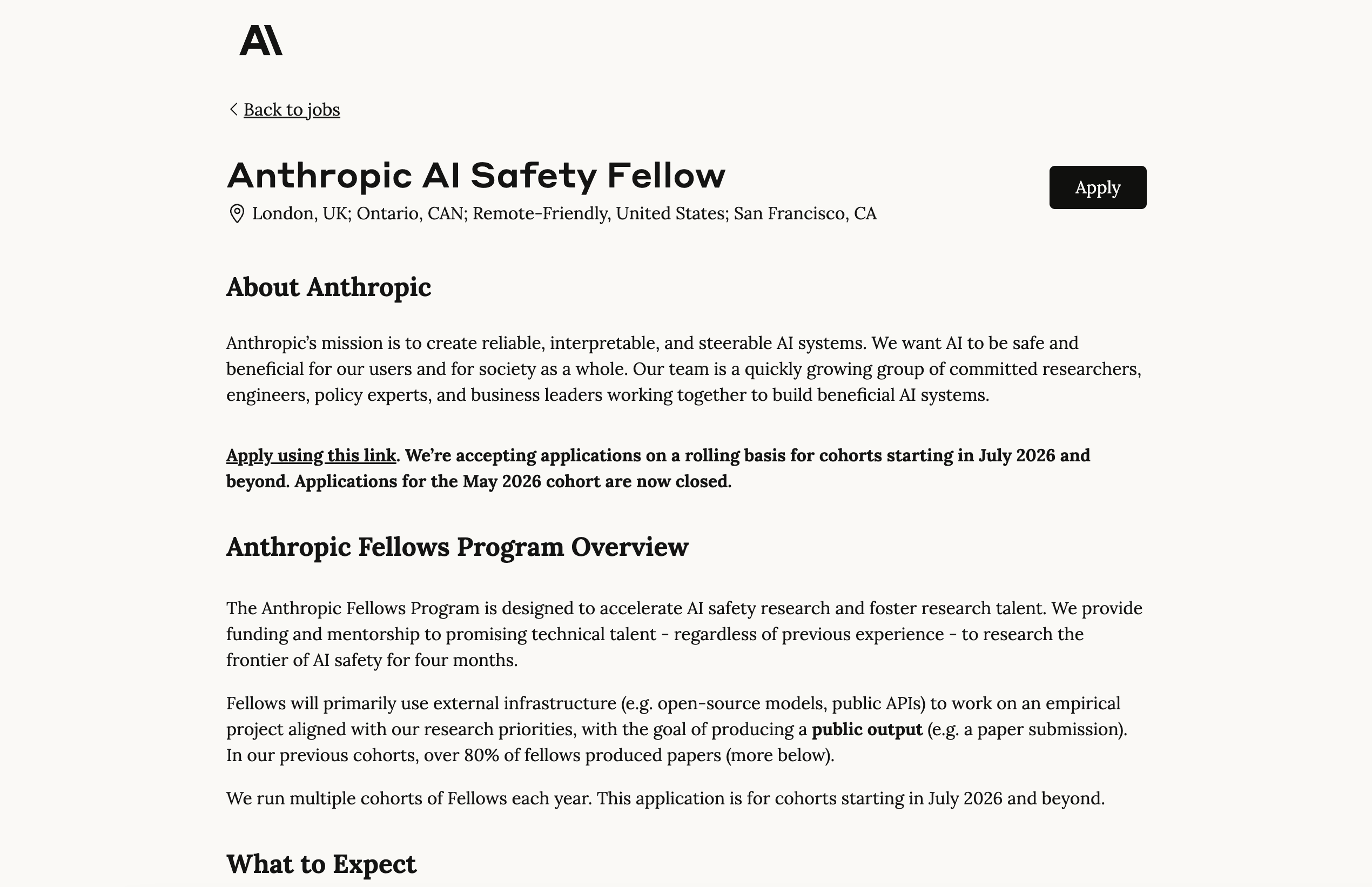 Anthropic Fellows Program 2026