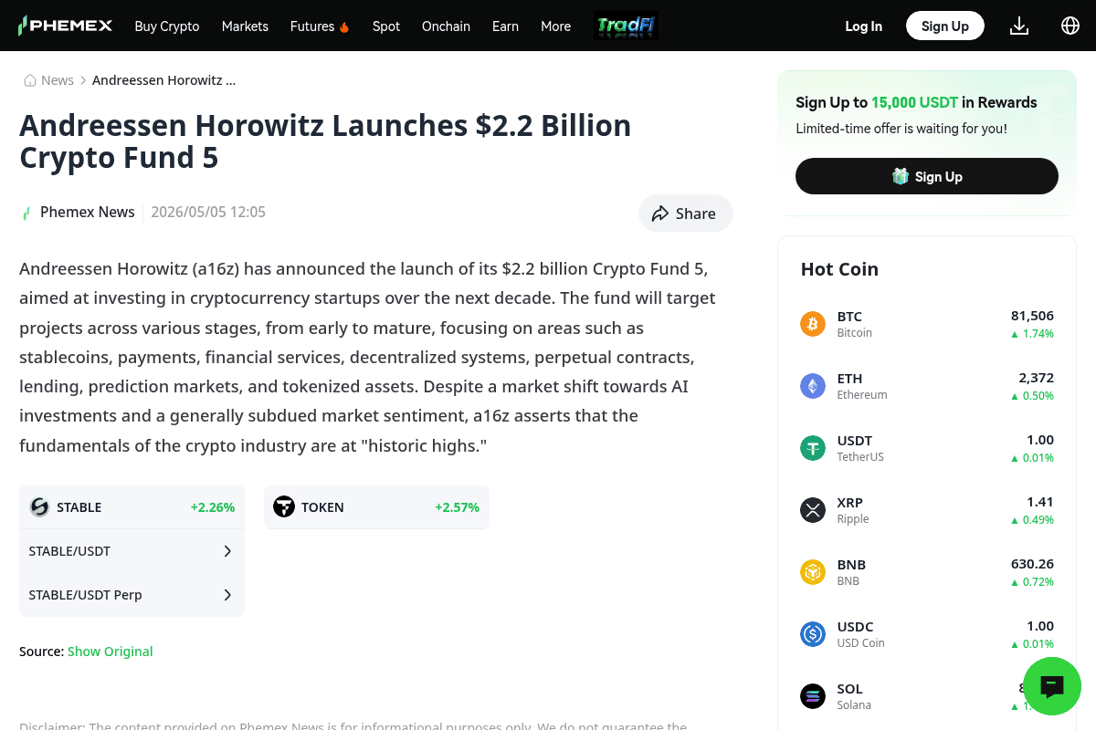 Andreessen Horowitz Crypto Fund 5 (2026)