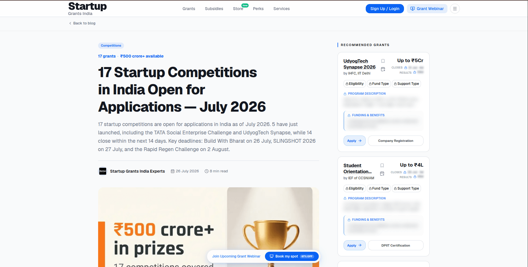 17 Startup Competitions in India Open for Applications — July 2026