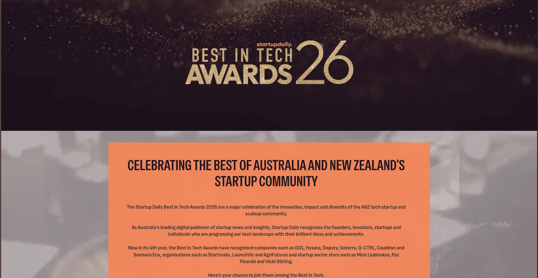 2026 Startup Daily Best in Tech Awards