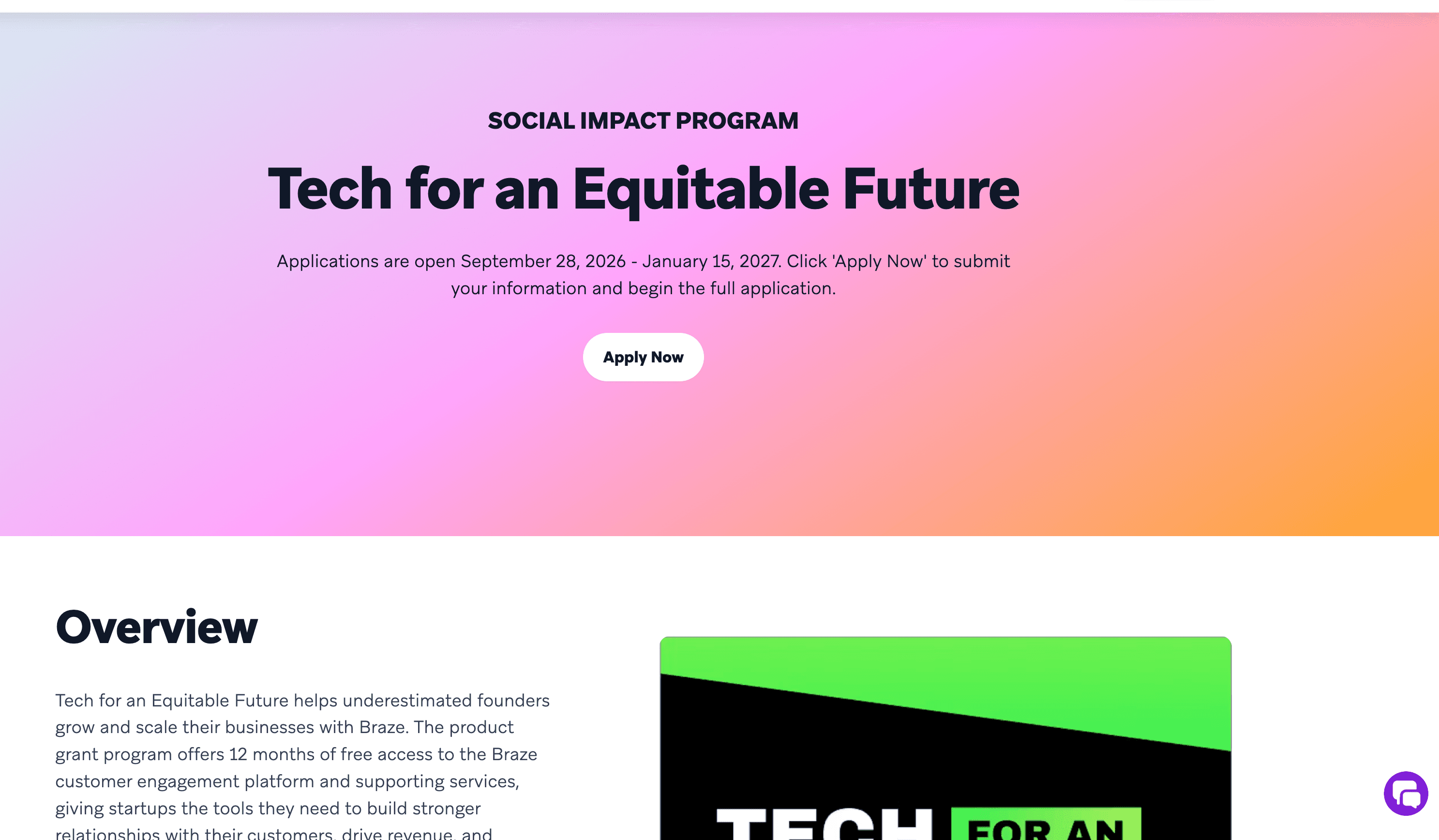 Tech for an Equitable Future Cohort 7 (Braze Product Grant Program)
