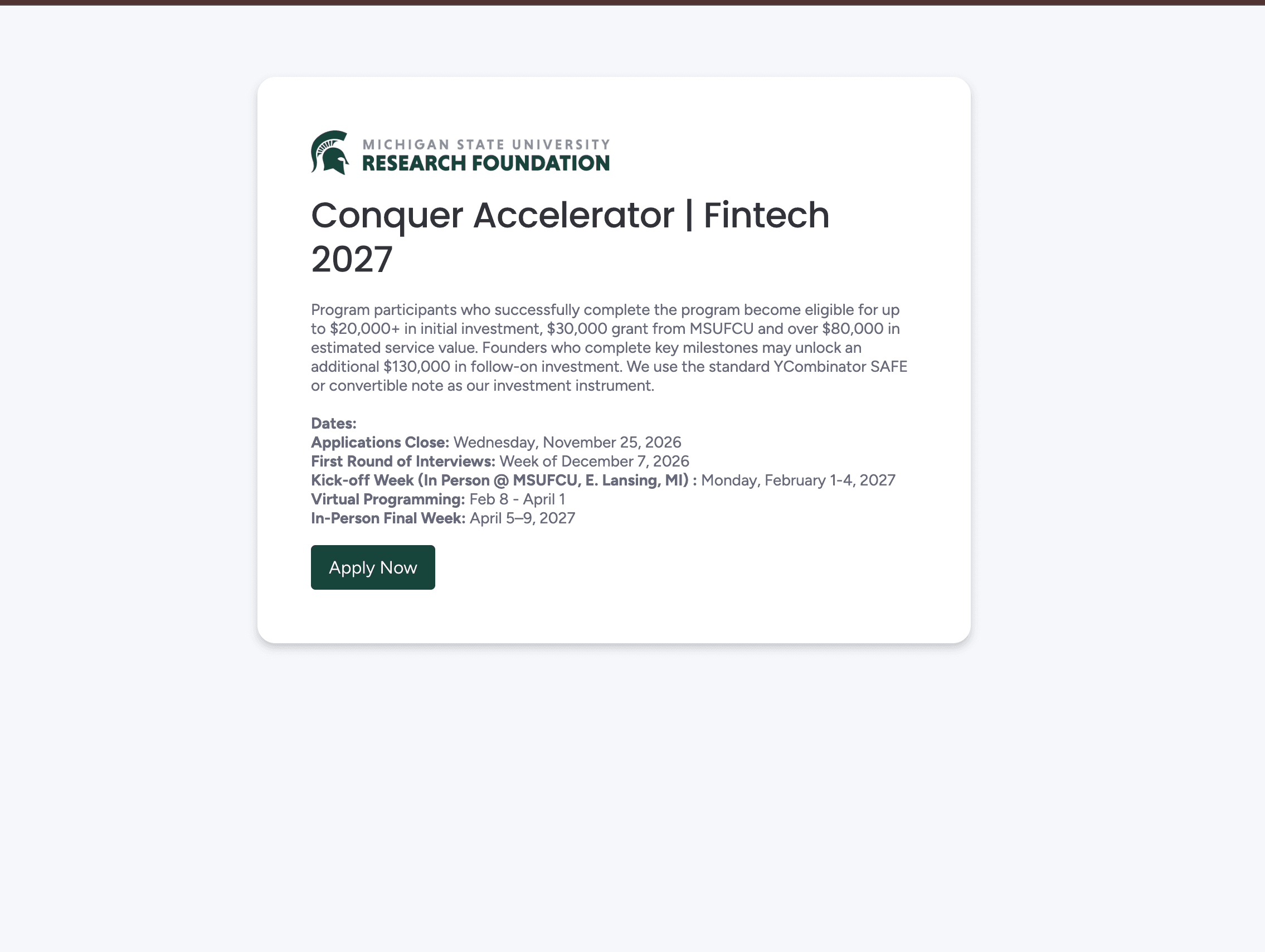 2027 Fintech Accelerator