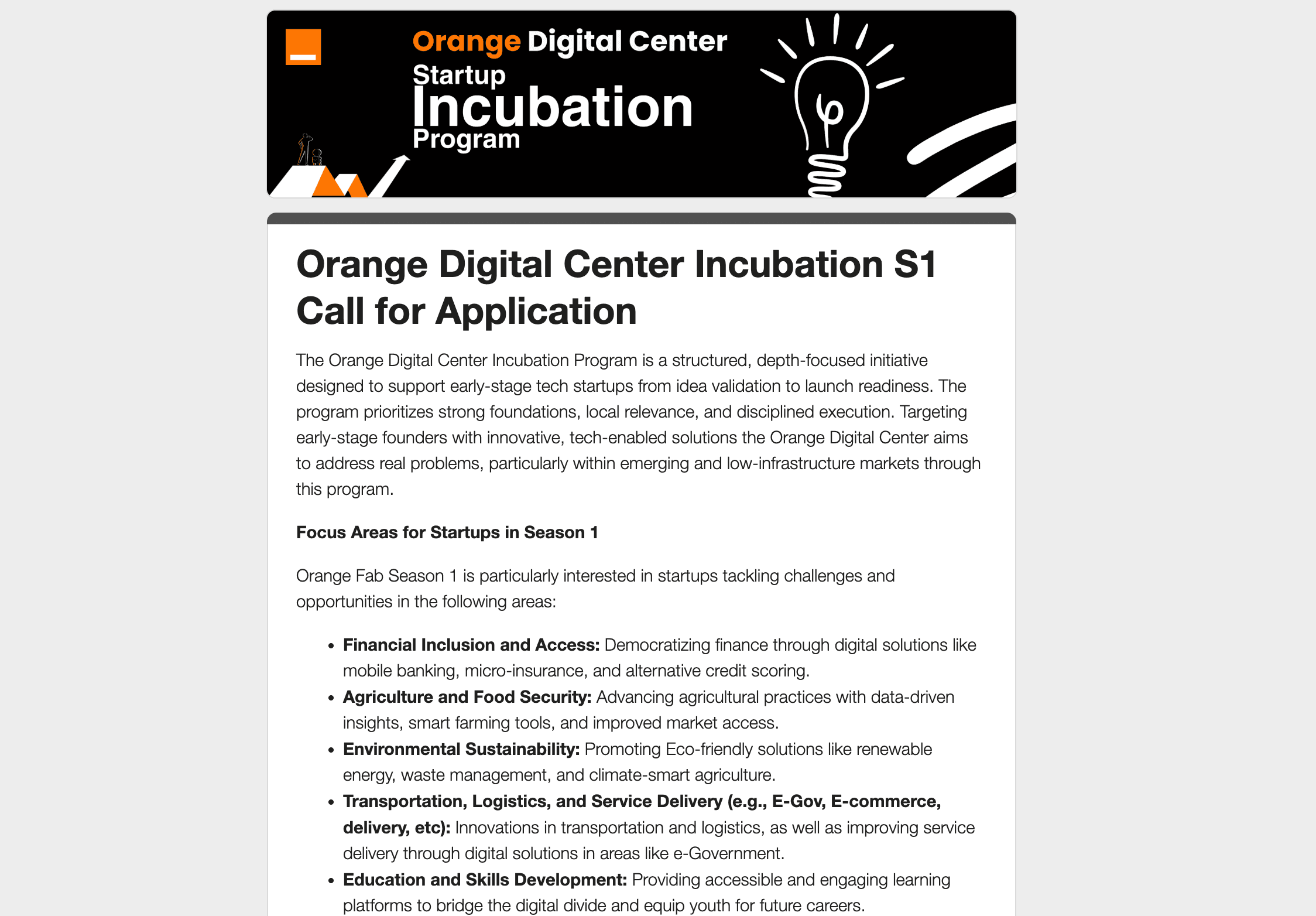 Startup Incubation Program 2026