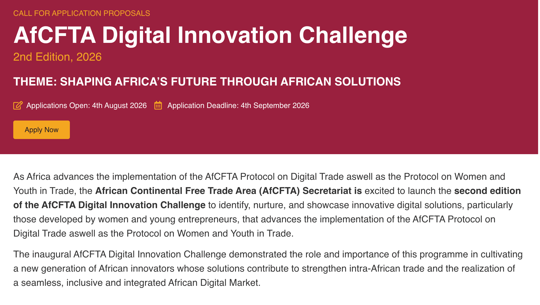 AfCFTA Digital Innovation Challenge 2026