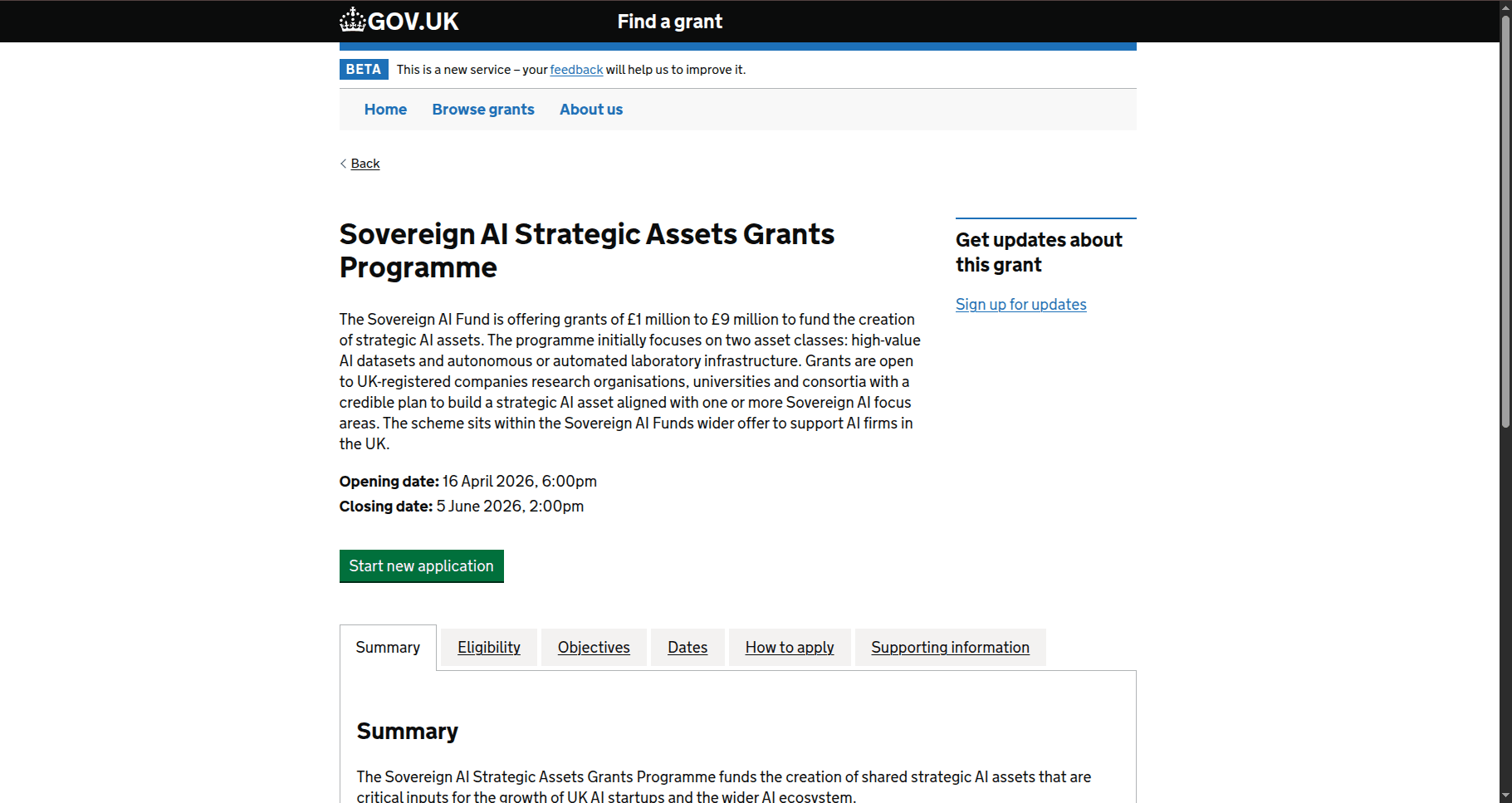 Sovereign AI Strategic Assets Grants Programme