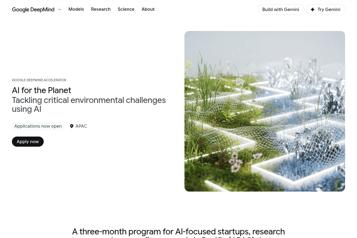 Google DeepMind Accelerator AI for the Planet 2026