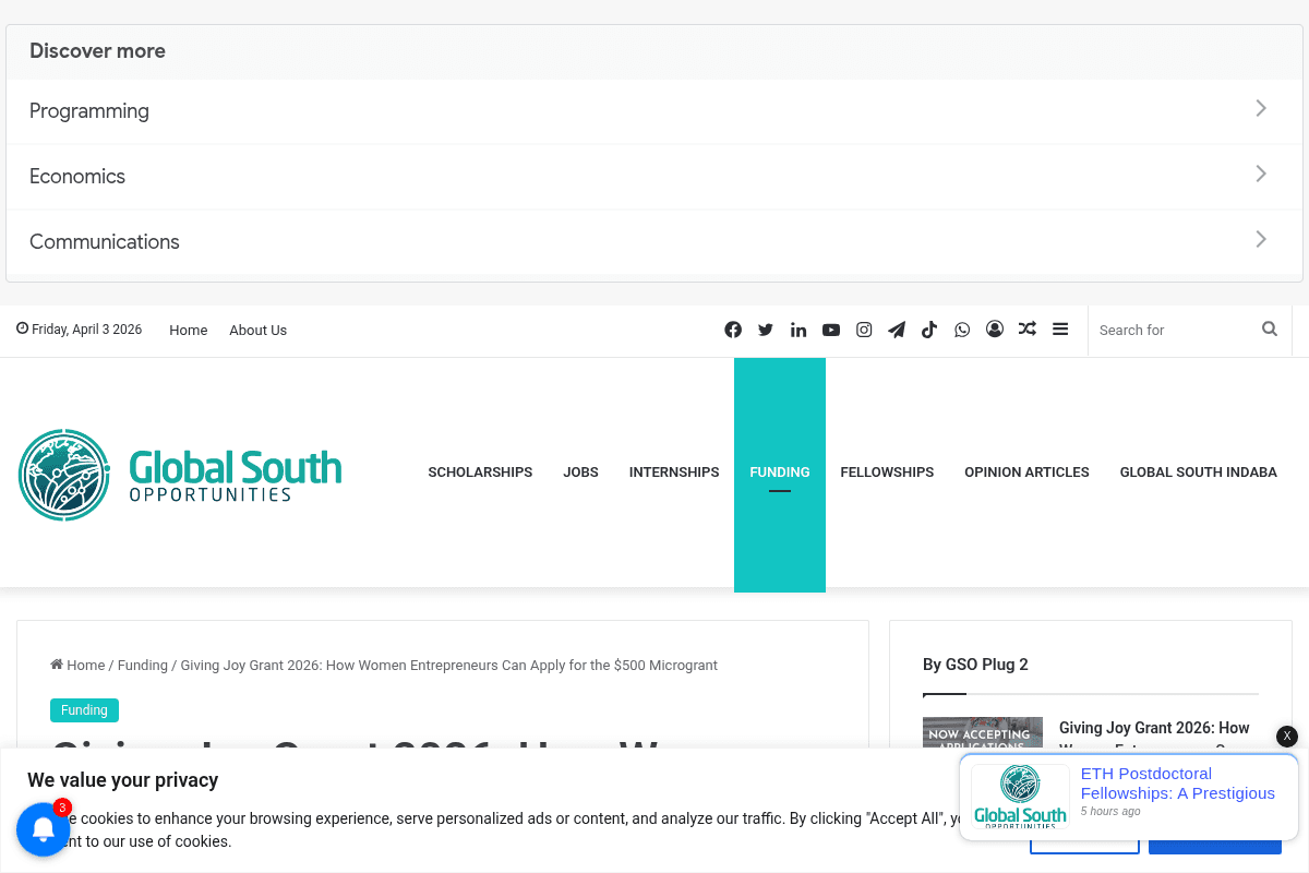 Giving Joy Grant 2026