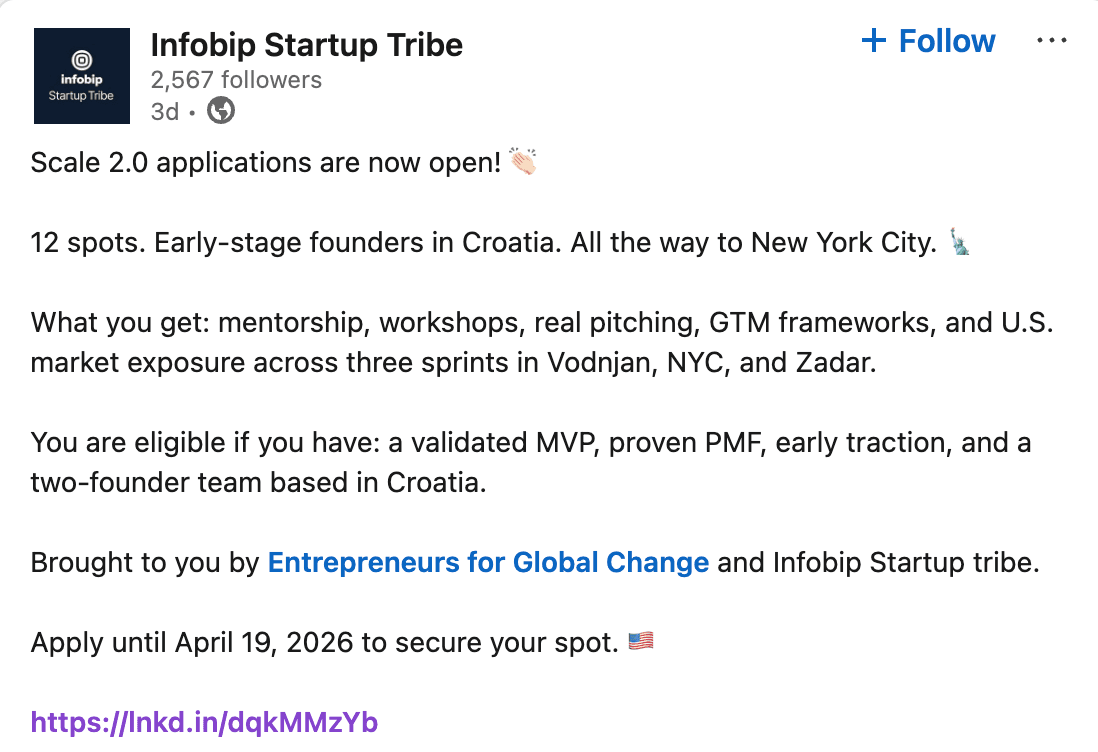 Infobip Startup Tribe Scale 2.0