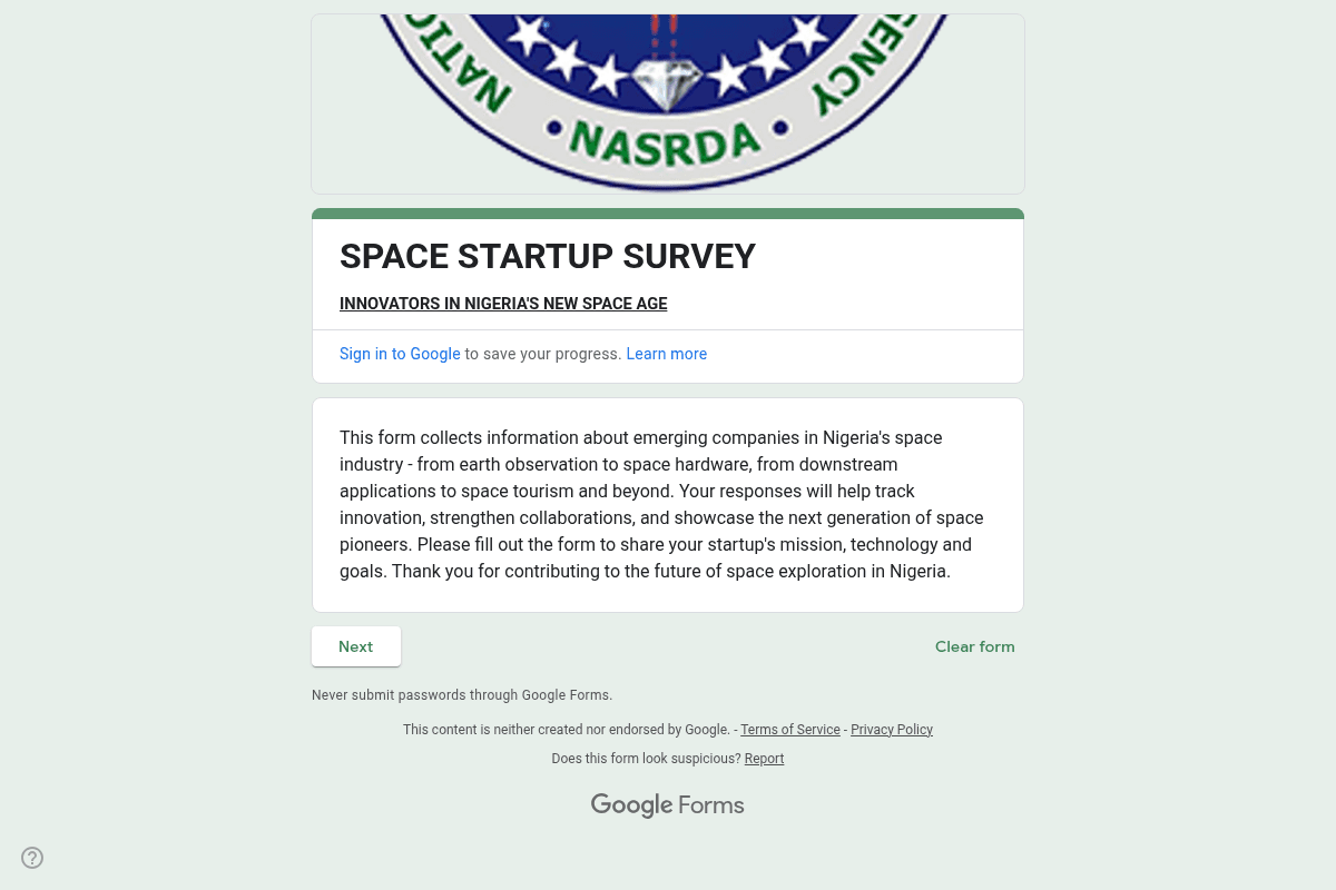 NASRDA Call for Startups and Entrepreneurs