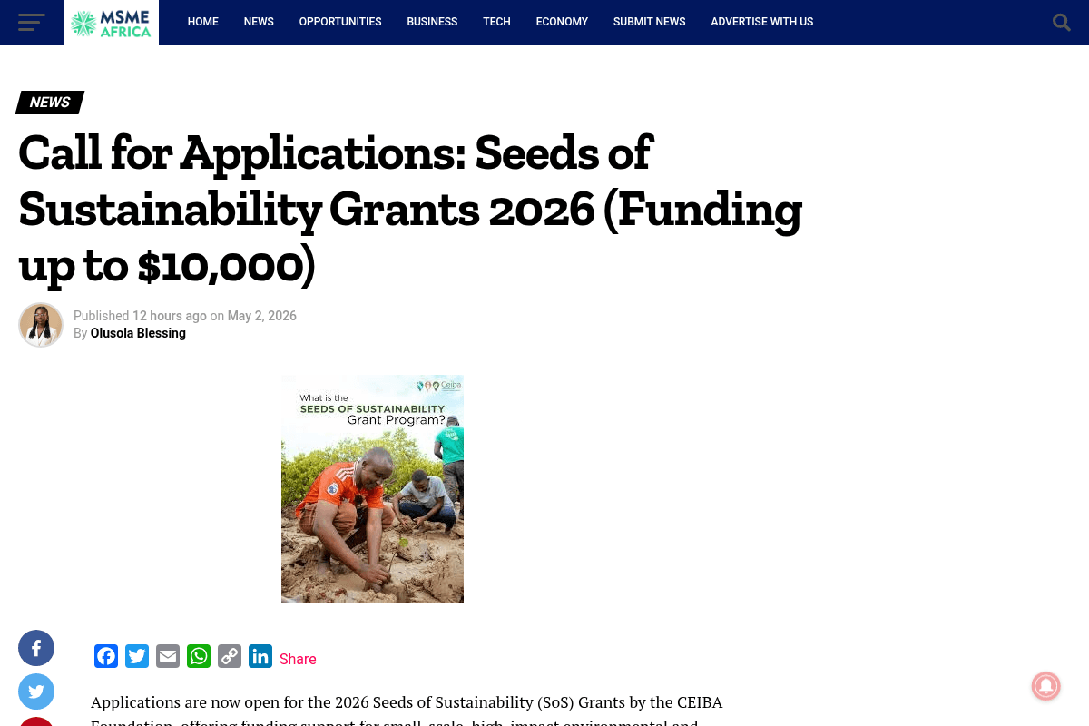 Seeds of Sustainability Grants 2026