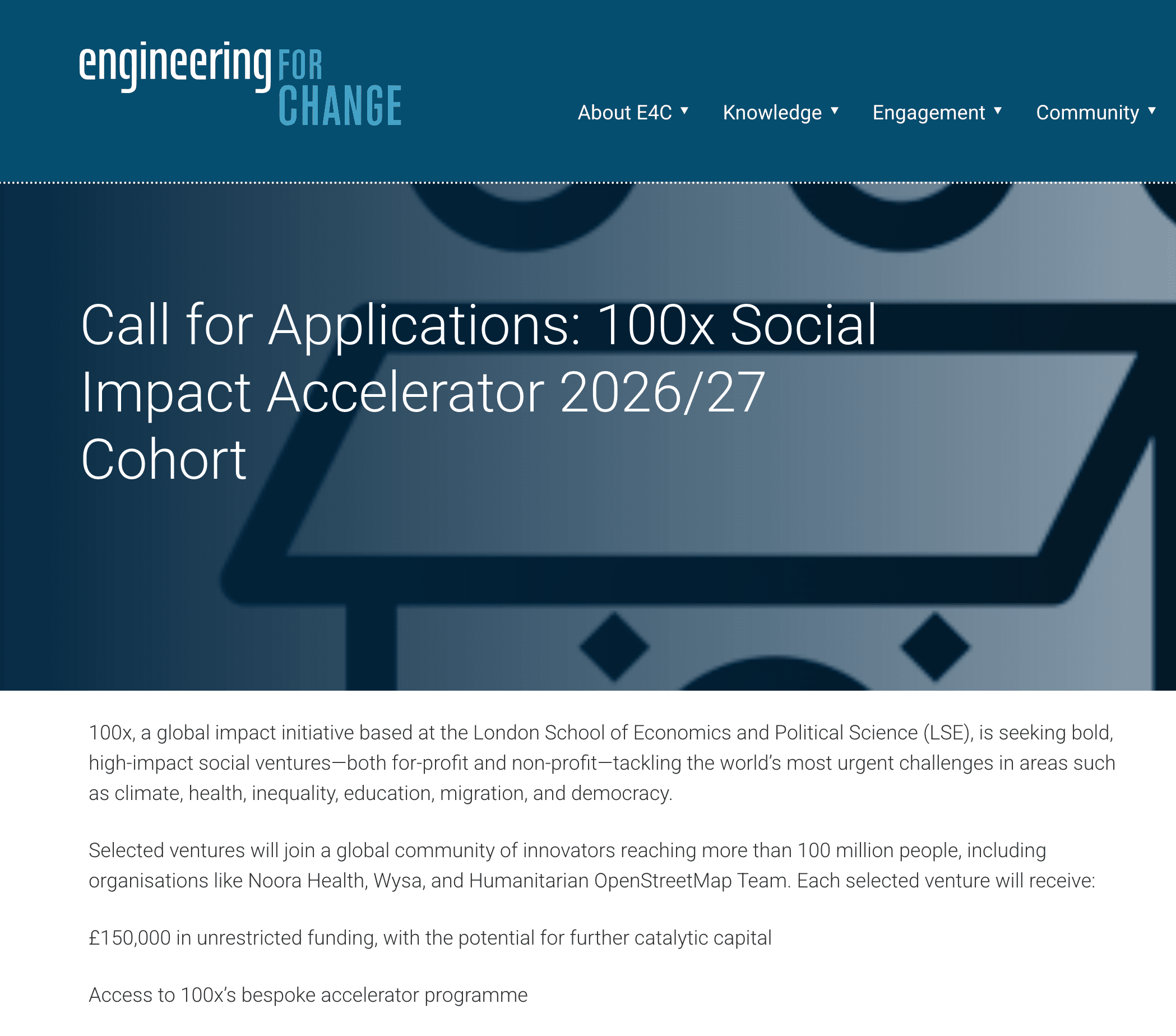 100x Social Impact Accelerator 2026/27 Cohort
