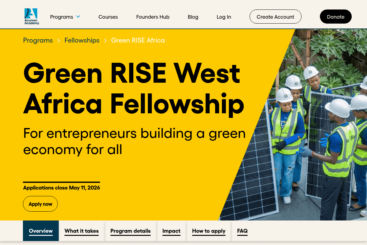 Acumen Green RISE West Africa Fellowship 2026