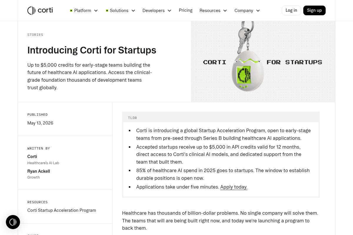 Corti Startup Acceleration Program 2026