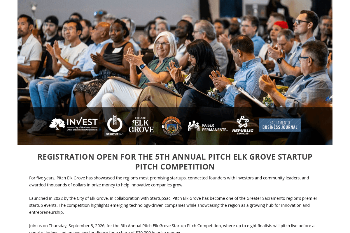 Pitch Elk Grove Startup Competition 2026