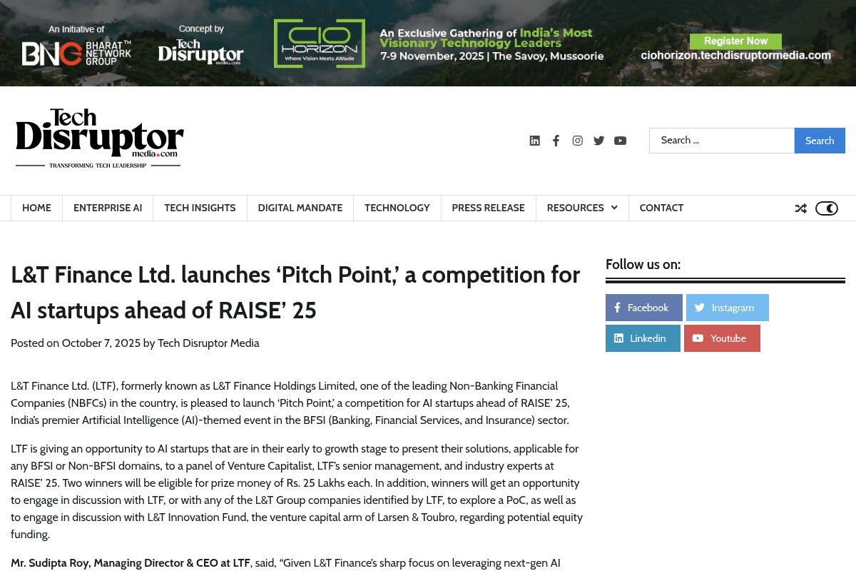 L&T Finance Ltd. Pitch Point Competition