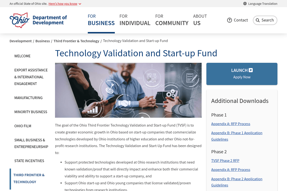 Ohio Third Frontier Technology Validation and Start-up Fund Phase 2