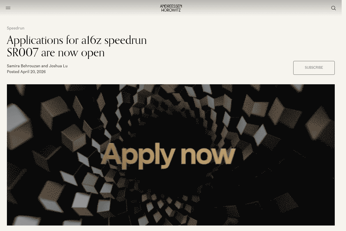 a16z speedrun SR007