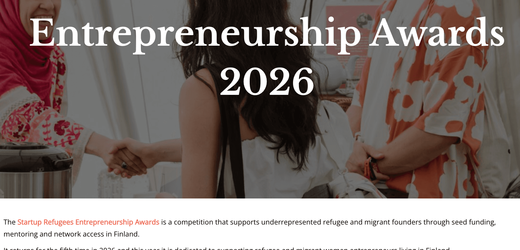 Startup Refugees Entrepreneurship Awards 2026
