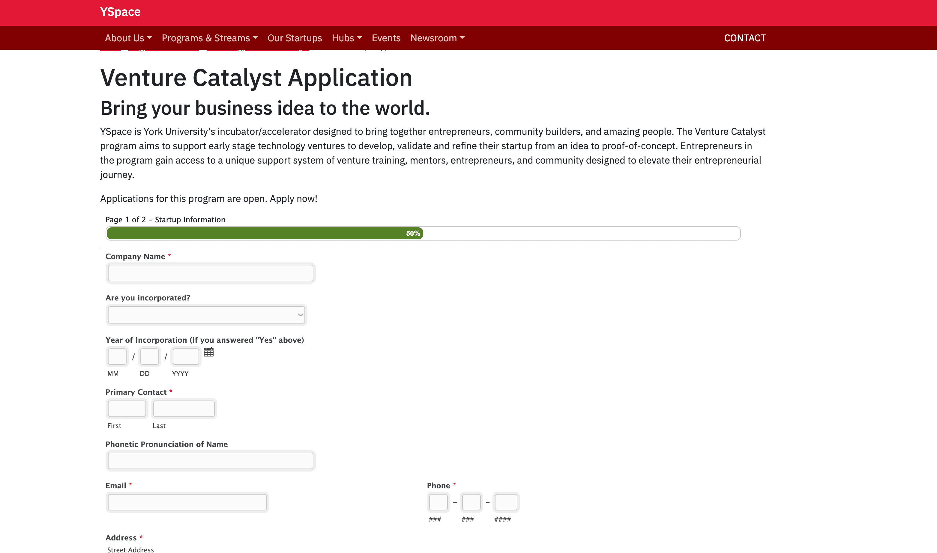 Venture Catalyst Program