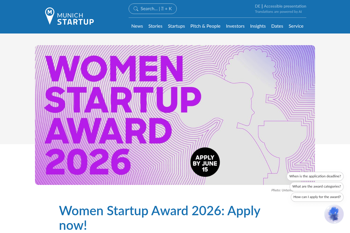 Women Startup Award 2026