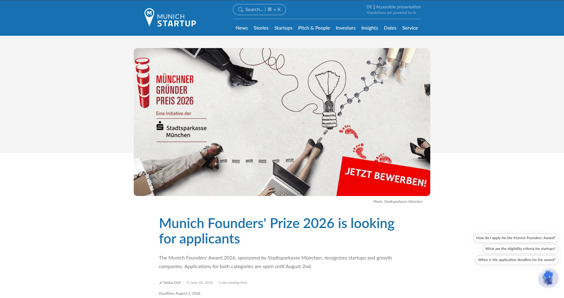 Munich Founders' Prize 2026