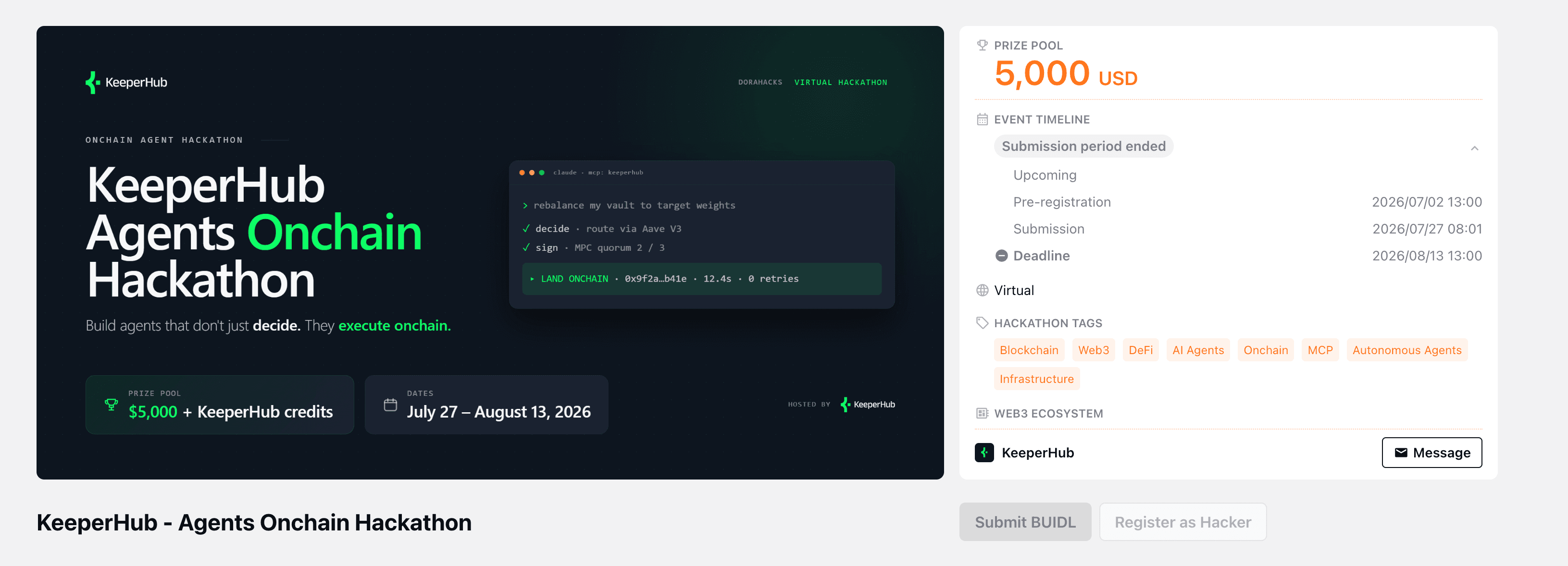 KeeperHub - Agents Onchain Hackathon