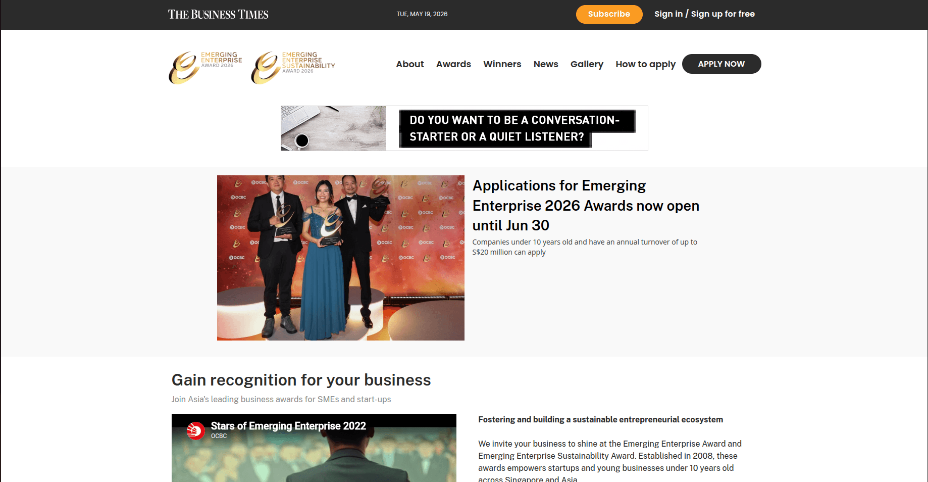 Emerging Enterprise 2026 Awards