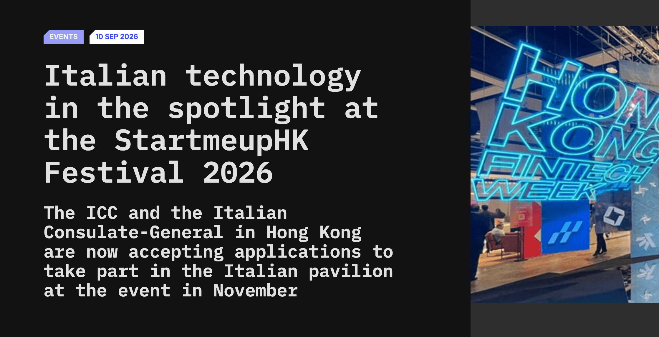 Italian Pavilion at StartmeupHK Festival 2026