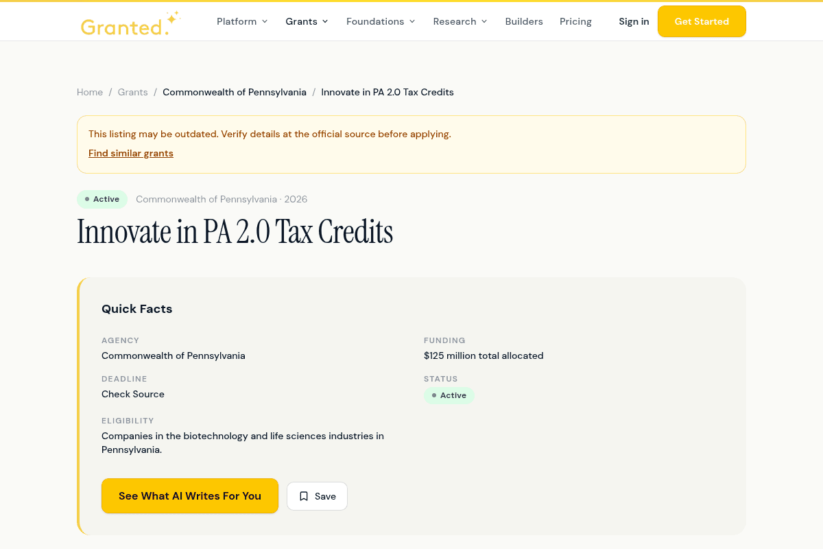 Innovate in PA 2.0 Tax Credits