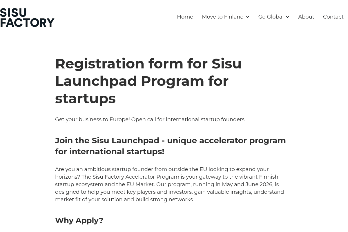 Sisu Launchpad Accelerator Program 2026