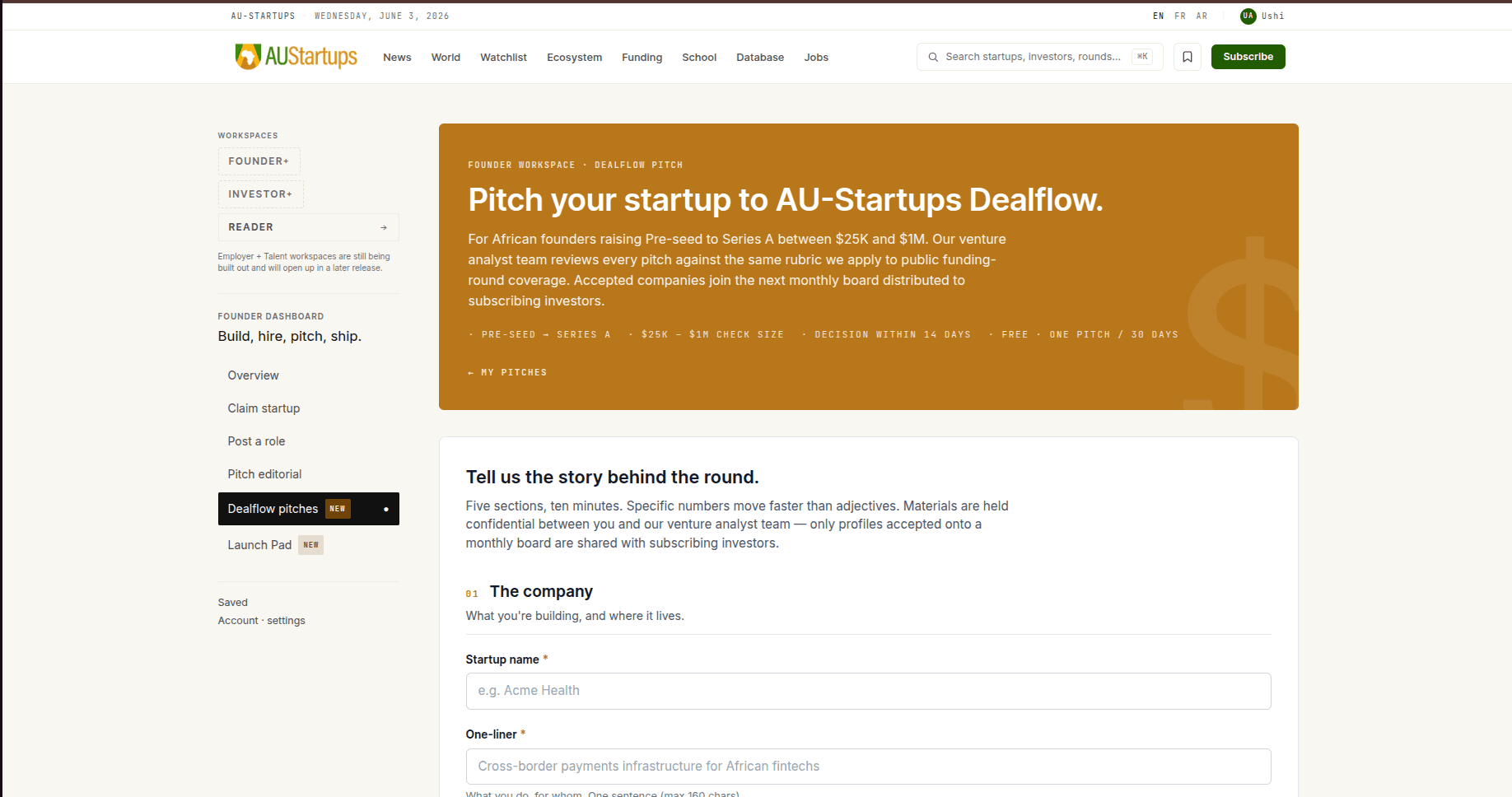 AU-Startups Dealflow for African Tech Founders 2026
